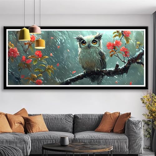 Diamond Painting XXL 150x60 cm Eule Diamant Painting Bilder Blume Diamond Art 5D DIY Vollbohrer Diamant Malerei Basteln Mädchen 10 Jahre, Strass Stickerei Mosaikherstellung für Zimmer Deko S0-604 von Shueayin
