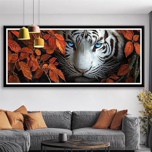 Diamond Painting XXL 150x60 cm Tiger Diamant Painting Bilder Tier Diamond Art 5D DIY Vollbohrer Diamant Malerei Basteln Mädchen 10 Jahre, Strass Stickerei Mosaikherstellung für Zimmer Deko S0-610 von Shueayin