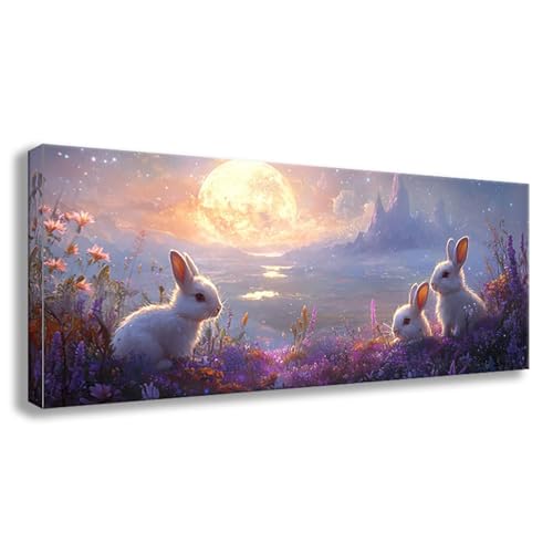 Diamond Painting XXL 175x70 cm Tier Diamant Painting Bilder Kaninchen Diamond Art 5D Vollbohrer Diamant Malerei Basteln Mädchen 10 Jahre, Strass Stickerei Mosaikherstellung für Zimmer Deko S0-740 von Shueayin