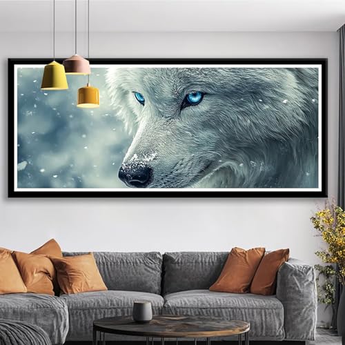 Diamond Painting XXL 175x70 cm Tier Diamant Painting Bilder Wolf Diamond Art 5D DIY Vollbohrer Diamant Malerei Basteln Mädchen 10 Jahre, Strass Stickerei Mosaikherstellung für Zimmer Deko S0-612 von Shueayin