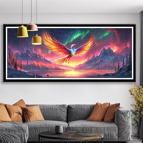 Diamond Painting XXL 200x80 cm Phönix Diamant Painting Bilder Aurora Diamond Art 5D Vollbohrer Diamant Malerei Basteln Mädchen 10 Jahre, Strass Stickerei Mosaikherstellung für Zimmer Deko S0-108 Diamond Painting XXL 200x80 cm Phönix Diamant Painting Bilder Aurora Diamond Art 5D Vollbohrer Diamant Malerei Basteln Mädchen 10 Jahre, Strass Stickerei Mosaikherstellung für Zimmer Deko S0-108 von Shueayin