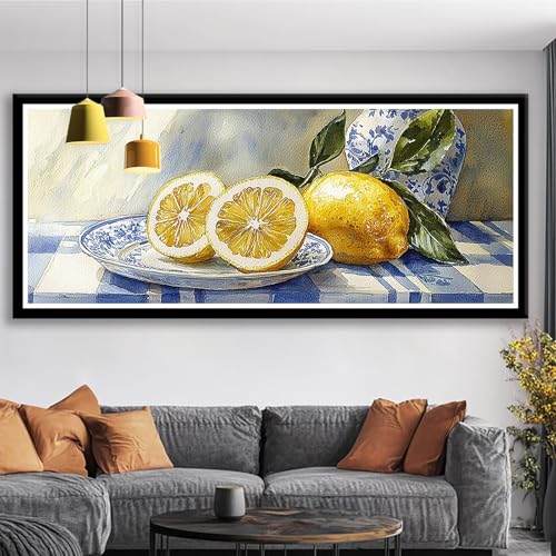Diamond Painting XXL 200x80 cm Zitrone Diamant Painting Bilder Obst Diamond Art 5D DIY Vollbohrer Diamant Malerei Basteln Mädchen 10 Jahre, Strass Stickerei Mosaikherstellung für Zimmer Deko S0-750 von Shueayin