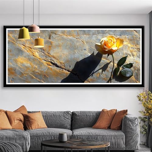 Diamond Painting XXL 50x20 cm Blume Diamant Painting Bilder Rose Diamond Art 5D DIY Vollbohrer Diamant Malerei Basteln Mädchen 10 Jahre, Strass Stickerei Mosaikherstellung für Zimmer Deko S0-616 von Shueayin