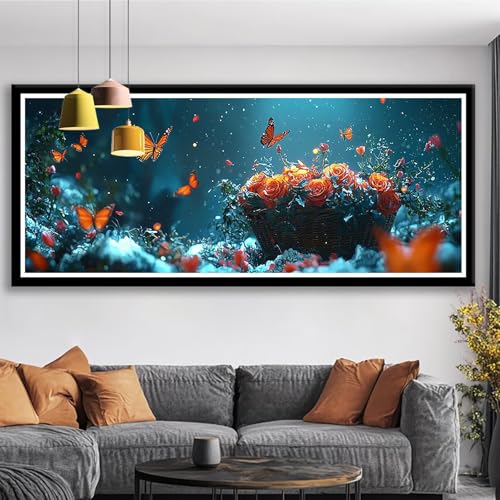 Diamond Painting XXL 50x20 cm Schmetterling Diamant Painting Bilder Blume Diamond Art 5D Vollbohrer Diamant Malerei Basteln Mädchen 10 Jahre, Strass Stickerei Mosaikherstellung für Zimmer Deko S0-360 Diamond Painting XXL 50x20 cm Schmetterling Diamant Painting Bilder Blume Diamond Art 5D Vollbohrer Diamant Malerei Basteln Mädchen 10 Jahre, Strass Stickerei Mosaikherstellung für Zimmer Deko S0-360 von Shueayin