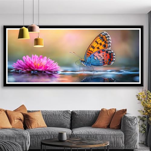 Diamond Painting XXL 75x30 cm Blume Diamant Painting Bilder Schmetterling Diamond Art 5D Vollbohrer Diamant Malerei Basteln Mädchen 10 Jahre, Strass Stickerei Mosaikherstellung für Zimmer Deko S0-450 von Shueayin