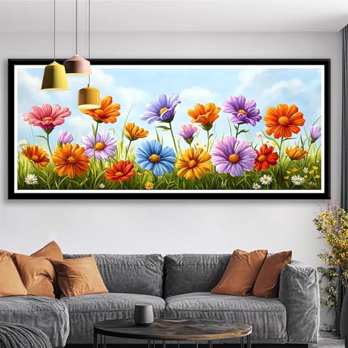 Diamond Painting XXL 75x30 cm Farbe Diamant Painting Bilder Blume Diamond Art 5D DIY Vollbohrer Diamant Malerei Basteln Mädchen 10 Jahre, Strass Stickerei Mosaikherstellung für Zimmer Deko S0-594 von Shueayin