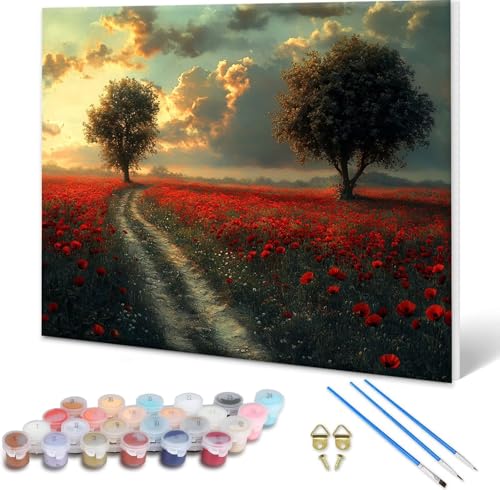 Malen nach Zahlen Erwachsene Baum, Paint by Numbers Bastelset Erwachsene, Malen nach Zahlen Landschaft, DIY Handgemalt Ölgemälde Leinwand Set für Deko Wohnzimmer,Geschenke für Frauen 60x45 cm X-5 von Shueayin
