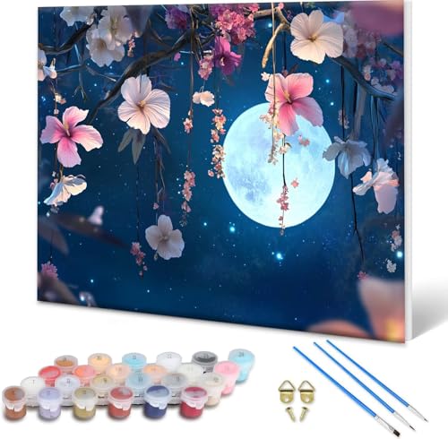 Malen nach Zahlen Erwachsene Blume, Paint by Numbers Bastelset Erwachsene, Malen nach Zahlen Mond, DIY Handgemalt Ölgemälde Set für Deko Wohnzimmer, Geschenke für Frauen, Ohne Rahmen 80x60 cm N-1 Malen nach Zahlen Erwachsene Blume, Paint by Numbers Bastelset Erwachsene, Malen nach Zahlen Mond, DIY Handgemalt Ölgemälde Set für Deko Wohnzimmer, Geschenke für Frauen, Ohne Rahmen 80x60 cm N-1 von Shueayin