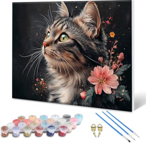 Malen nach Zahlen Erwachsene Katze, Paint by Numbers Bastelset Erwachsene, Malen nach Zahlen Blume, DIY Handgemalt Ölgemälde Leinwand Set für Deko Wohnzimmer Geschenke, Ohne Rahmen 60x45 cm N-0 Malen nach Zahlen Erwachsene Katze, Paint by Numbers Bastelset Erwachsene, Malen nach Zahlen Blume, DIY Handgemalt Ölgemälde Leinwand Set für Deko Wohnzimmer Geschenke, Ohne Rahmen 60x45 cm N-0 von Shueayin