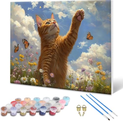 Malen nach Zahlen Erwachsene Katze, Paint by Numbers Bastelset Erwachsene, Malen nach Zahlen Schmetterling, DIY Handgemalt Ölgemälde Leinwand Set für Deko Wohnzimmer,Geschenke für Frauen 70x50 cm Q-5 Malen nach Zahlen Erwachsene Katze, Paint by Numbers Bastelset Erwachsene, Malen nach Zahlen Schmetterling, DIY Handgemalt Ölgemälde Leinwand Set für Deko Wohnzimmer,Geschenke für Frauen 70x50 cm Q-5 von Shueayin
