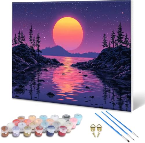 Malen nach Zahlen Erwachsene Mond, Paint by Numbers Bastelset Erwachsene, Malen nach Zahlen Landschaft, DIY Handgemalt Ölgemälde Leinwand Set für Deko Wohnzimmer,Geschenke für Frauen 90x70 cm L-2 Malen nach Zahlen Erwachsene Mond, Paint by Numbers Bastelset Erwachsene, Malen nach Zahlen Landschaft, DIY Handgemalt Ölgemälde Leinwand Set für Deko Wohnzimmer,Geschenke für Frauen 90x70 cm L-2 von Shueayin