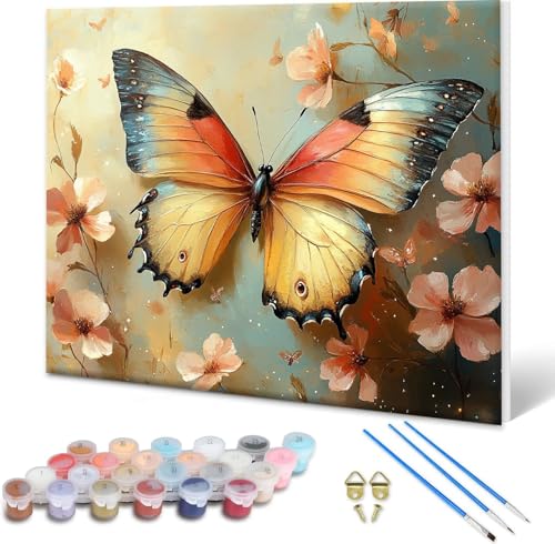Malen nach Zahlen Erwachsene Schmetterling, Paint by Numbers Bastelset Erwachsene, Malen nach Zahlen Blume, DIY Handgemalt Ölgemälde Leinwand Set für Deko Wohnzimmer,Geschenke für Frauen 60x45 cm M-1 Malen nach Zahlen Erwachsene Schmetterling, Paint by Numbers Bastelset Erwachsene, Malen nach Zahlen Blume, DIY Handgemalt Ölgemälde Leinwand Set für Deko Wohnzimmer,Geschenke für Frauen 60x45 cm M-1 von Shueayin