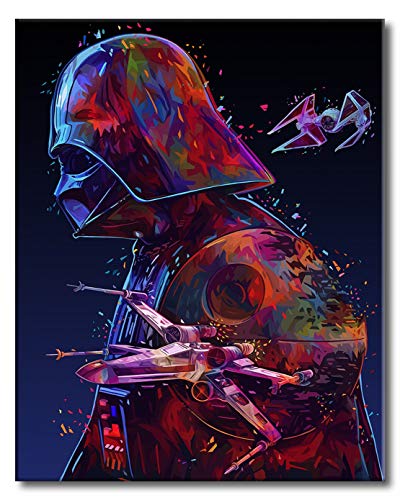 Shukqueen Malen nach Zahlen für Erwachsene, Anfänger, Kinder, DIY ölgemälde Feiertagsgeschenke, Darth Vader, 20x26 Zoll (Ohne Rahmen) von Shukqueen