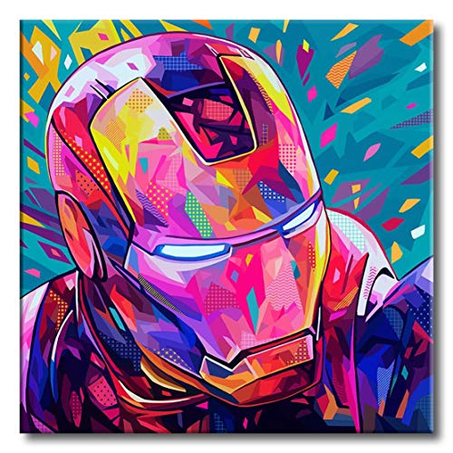 Shukqueen Malen nach Zahlen für Erwachsene, Anfänger, Kinder, DIY ölgemälde Feiertagsgeschenke, Pop Iron Man, 20x26 Zoll (Ohne Rahmen) von Shukqueen