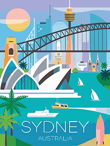 Malen nach Zahlen für Erwachsene, Ölgemälde nach Zahlen, Set für Kinder, Erwachsene, Anfänger, Sydney, Australien, 50,8 x 66 cm (rahmenlos) von Shukqueen