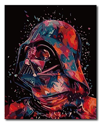 Shukqueen Ölgemälde für Erwachsene, Anfänger, Kinder, DIY Malen nach Zahlen, Feiertagsgeschenke, Darth Vader, 16x20 Zoll (Mit Holzrahmen, Benötigen um ihre eigenen zu montieren) von Shukqueen