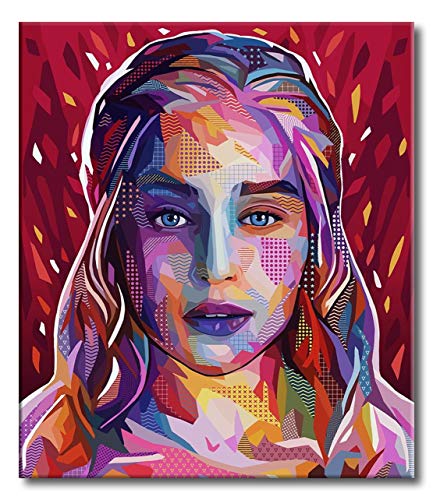 Shukqueen Malen nach Zahlen, DIY Ölgemälde für Erwachsene, Anfänger, Kinder, Feiertagsgeschenke, Pop Daenerys, 16x20 Zoll (Ohne Rahmen) von Shukqueen