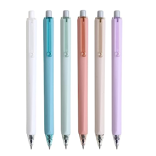 Shulaner Asthetic Druckkugelschreiber, 0,5 mm feine Spitze, schwarze Tinte, Gel-Tinte, glatte Kugelschreiber, 6 Farben Stiftfassungen – 12 Stück Shulaner Asthetic Druckkugelschreiber, 0,5 mm feine Spitze, schwarze Tinte, Gel-Tinte, glatte Kugelschreiber, 6 Farben Stiftfassungen – 12 Stück von Shulaner