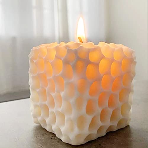 3D Kerzenform Silikon DIY Bubble Candle Mold, Würfel Bienenwabe Kerzenformen 3D Ball Cube Silikon Mold Pyramide Gießform für DIY Seife, Kerzen, Duftender Stein, Haus Dekoration (Bienenwabe) von Shunfaji