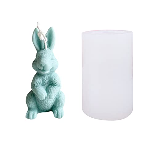 Ostern Kaninchen Silikonform Kerzenformen, 3D Osterhase Silikon Form 3D Kerze Silikonform Lange Ohren Hase Kaninchen für DIY Seife, Kerzen, Keks, Schokoladenkuchen, Haus Dekoration (5#) von Shunfaji