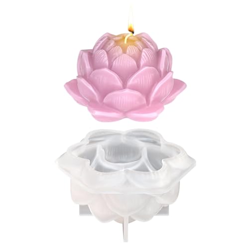 Shunfaji Lotus Silikon Gießformen Für Kerzenherstellung DIY Bastelprojekte Heimdekoration Aromatherapie Duftkerzen 2 Größen (B) von Shunfaji