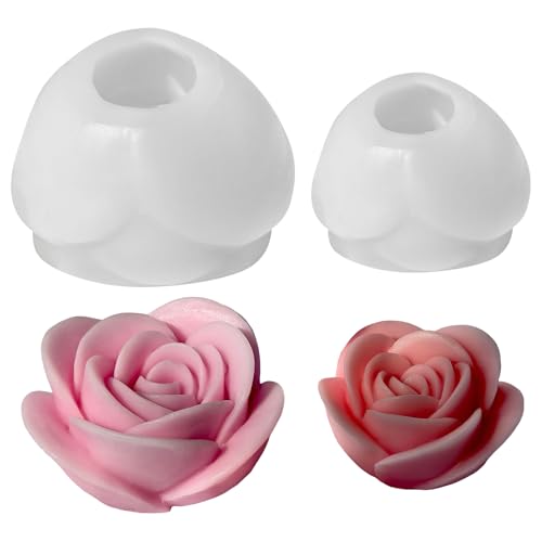 Shunfaji Silikon Blumenformen Gießformen Für Kerzenherstellung Seife Harz Aromatherapie 3D Rosenblüte Design Wiederverwendbare Backformen Für DIY Kunsthandwerk von Shunfaji
