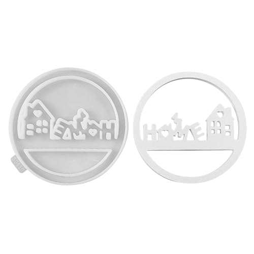 Shunfaji Silikon Gießformen Hausform Mit Integriertem Aufhänger 11.8x11.8x1 cm Für Gips Kerzenherstellung DIY Bastelprojekte und Handwerkliche Kreationen (A) von Shunfaji