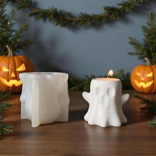Shunfaji Silikonform Geist Halloween Gießformen,Silikonformen Gießformen Halloween,3D Silikonformen Kerzenformen für DIY Geist Deko von Shunfaji