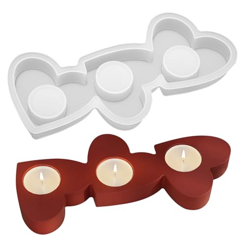 Shunfaji Silikonform Herz Teelichthalter Gießform 18x10cm 26x10cm Für Kerzen Ornamente Blumenvasen Betonarbeiten DIY Basteln (A) von Shunfaji