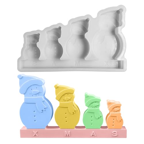 Shunfaji Silikonform Schneemann Gießformen Weihnachten Dekoration Gipsformen Kerzen Ornament Basteln Geschenke DIY von Shunfaji