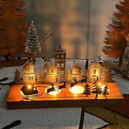 Shunfaji Silikonformen Gießformen Set Weihnachten Kerzenhalter Adventskranz Dekoration mit Weihnachtsbaum Holz Edelstahl für Innen- und Außendekoration (B) von Shunfaji