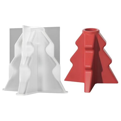 Shunfaji Silikonformen Weihnachtsbaum Kerzenständer 3D Kerzenhalter DIY Basteln Geschenk Hitzebeständige Gießformen Für Kerzen Seifen Schokolade von Shunfaji