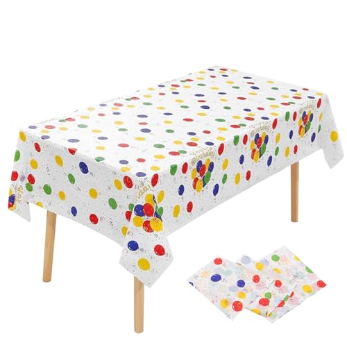 Shunshi Kunststoff-Tischdecken, 137 x 274 cm, Einweg-Tischdecke, kariert, rechteckig, wasserdicht und auslaufsicher, Party-Tischdecken, abwischbar, für Partyzubehör (Geburtstagsballon, 2 Stück) von Shunshi