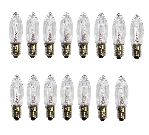 ShuoHui Spitzkerze E10 12V 3W Ersatzbirnen Glühbirnen Topkerze für Lichterketten und Schwibbögen 2700K 30LM (15) von ShuoHui