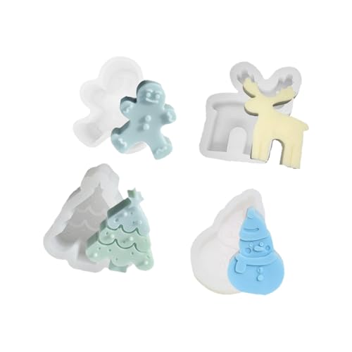 4 Stück Schneemann-Silikonformen, Gips, Epoxidharzformen, Weihnachtsdekoration, Gießformen, Weihnachtsbaum, Silikon, Ornament, Epoxidharz von Shurhome