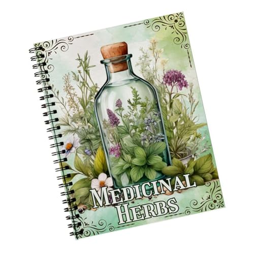 Notizbuch mit Doppelspulenbindung, Kräuter-Notizbuch, Heilpflanzen, Notizbuch, Notizbuch, medizinisches Kräuterstudium, Notizbuch, 21 x 14 cm von Shurhome