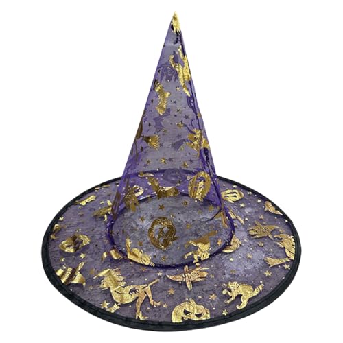 Shurhome Verstellbarer Hexenhut, 33 cm hoch, spitz, Halloween-Party, Unisex-Kostüm, Zubehör für Erwachsene, Kinder, Cosplay, Halloween, 5 Stück von Shurhome