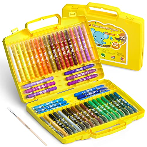 48 farbige Gelmalstifte für Kleinkinder, rotierende Shuttle Art Wachsmalstifte mit 1 Pinsel, zusammenklappbarer Schachtel, für Papier, Glas zur Verwendung, für Kleinkinder, Kinder und Schüler geeignet 48 farbige Gelmalstifte für Kleinkinder, rotierende Shuttle Art Wachsmalstifte mit 1 Pinsel, zusammenklappbarer Schachtel, für Papier, Glas zur Verwendung, für Kleinkinder, Kinder und Schüler geeignet von Shuttle Art