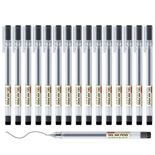 Shuttle Art Gelschreiber, 15 japanische Gelstifte schwarz, schwarzer kugelschreiber mit 0,38mm ultrafeiner Spitze, schnelltrocknend, Gel Stifte für Journaling, Doodling, Zeichnungen, Notizen geeignet von Shuttle Art