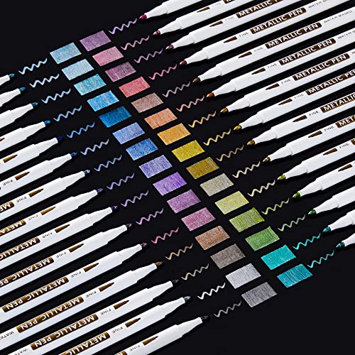 Metallic Stifte, Shuttle Art 30 Farben metallic Marker Stifte Set mit 1 Malbuch, metallic Stifte dünn, Kunst und handwerkliche Projekte, funktioniert auf schwarzem Papier, Scrapbooks, Rock von Shuttle Art