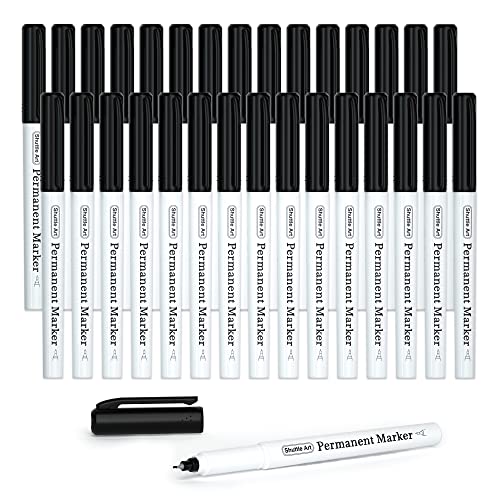 Shuttle Art Permanent Marker, 30 schwarze Permanentmarker mit ultra-feiner Spitze, wasserfest, Filzstifte, für Kunststoff, Stein und Glas zum Bemalen geeignet Shuttle Art Permanent Marker, 30 schwarze Permanentmarker mit ultra-feiner Spitze, wasserfest, Filzstifte, für Kunststoff, Stein und Glas zum Bemalen geeignet von Shuttle Art