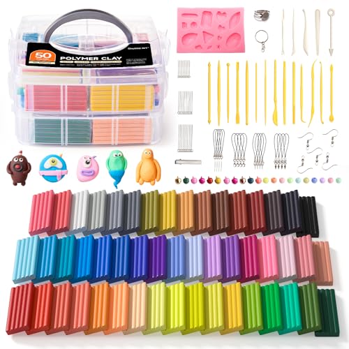 Shuttle Art Polymer Clay Set, 50 Farben Knete Set, Modelliermasse ofenhärtend, 19 Schnitzwerkzeuge und 10 Arten Zubehör, Kinderknete, Modellierknete Shuttle Art Polymer Clay Set, 50 Farben Knete Set, Modelliermasse ofenhärtend, 19 Schnitzwerkzeuge und 10 Arten Zubehör, Kinderknete, Modellierknete von Shuttle Art