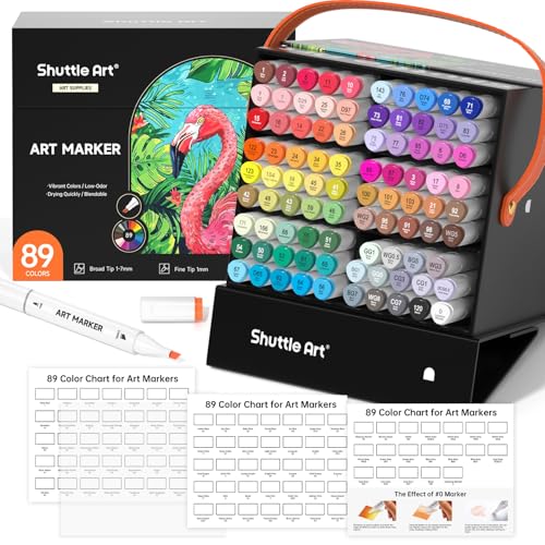 Shuttle Art 88 bunte Alkohol Marker, doppelseitiges Stifte Set mit 1 Nr.0 Marker, Graphic Marker für Kinder & Erwachsene zum Zeichnen, Illustration, Skizzieren Shuttle Art 88 bunte Alkohol Marker, doppelseitiges Stifte Set mit 1 Nr.0 Marker, Graphic Marker für Kinder & Erwachsene zum Zeichnen, Illustration, Skizzieren von Shuttle Art