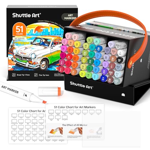 Shuttle Art Alkohol Marker, 50 buntes doppelseitiges Alkohol Marker Stifte Set mit Nr.0 Marker, Graphic Marker Stifte für Kinder & Erwachsene, Alkohol Stifte zum Zeichnen,Illustration,Skizzieren Shuttle Art Alkohol Marker, 50 buntes doppelseitiges Alkohol Marker Stifte Set mit Nr.0 Marker, Graphic Marker Stifte für Kinder & Erwachsene, Alkohol Stifte zum Zeichnen,Illustration,Skizzieren von Shuttle Art
