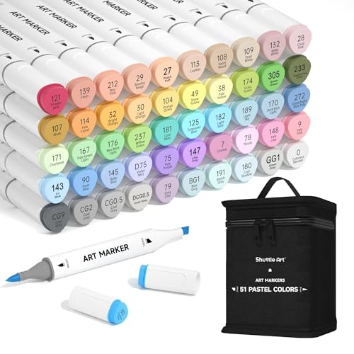 Shuttle Art Alkohol Marker, 50 Pastell doppelseitiges Alkohol Marker Stifte Set mit Pinsel- und Meißelspize, Graphic Marker Stifte für Kinder & Erwachsene, Alkohol Stifte zum Zeichnen,Illustration Shuttle Art Alkohol Marker, 50 Pastell doppelseitiges Alkohol Marker Stifte Set mit Pinsel- und Meißelspize, Graphic Marker Stifte für Kinder & Erwachsene, Alkohol Stifte zum Zeichnen,Illustration von Shuttle Art