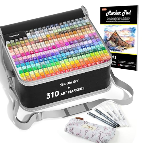 Shuttle Art Alkohol Marker Set, 310 bunte doppelseitige Alkohol Stifte Set mit Blender, Fineliner, weiße Textmarker und Federmappe, Twinmarker Stifte für Kinder, Erwachsene zum Zeichnen, Illustration Shuttle Art Alkohol Marker Set, 310 bunte doppelseitige Alkohol Stifte Set mit Blender, Fineliner, weiße Textmarker und Federmappe, Twinmarker Stifte für Kinder, Erwachsene zum Zeichnen, Illustration von Shuttle Art