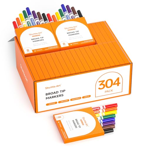 Shuttle Art Filzstifte Kinder auswaschbar, 304 Stück Filzstifte auswaschbar in 8 Farben, 38er Packungen Filschstifte Set, dicke Filzstifte Set mit zusätzlichen Kappen, Fasermaler für Lehrer, Schüler Shuttle Art Filzstifte Kinder auswaschbar, 304 Stück Filzstifte auswaschbar in 8 Farben, 38er Packungen Filschstifte Set, dicke Filzstifte Set mit zusätzlichen Kappen, Fasermaler für Lehrer, Schüler von Shuttle Art