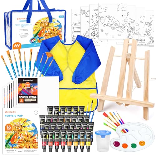 Shuttle Art Malset für Kinder, 69 teiliges Kindermalset mit 30 bunten Acrylfarben, Staffelei, Leinwand, Malbuch, Pinsel, Palette, Malkittel und Aufbewahrungstasche, für Kinder geeignet Shuttle Art Malset für Kinder, 69 teiliges Kindermalset mit 30 bunten Acrylfarben, Staffelei, Leinwand, Malbuch, Pinsel, Palette, Malkittel und Aufbewahrungstasche, für Kinder geeignet von Shuttle Art