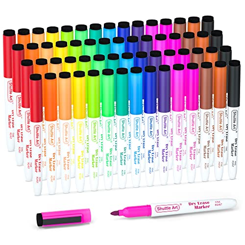 Shuttle Art Whiteboard Stifte, 60 Magnet-Whiteboard-Marker in 15 Farben mit feiner Spitze und Radiergummi, abwischbar, große Menge, auf Whiteboards, magnetischen Schreibtafeln Shuttle Art Whiteboard Stifte, 60 Magnet-Whiteboard-Marker in 15 Farben mit feiner Spitze und Radiergummi, abwischbar, große Menge, auf Whiteboards, magnetischen Schreibtafeln von Shuttle Art