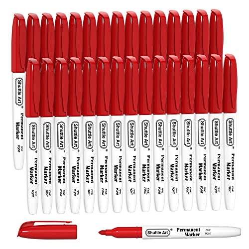 Shuttle Art Permanent Marker, rot, 30 Permanentmarker mit feiner Spitze, wasserfest, Filzstifte, für Kunststoff, Stein und Glas zum Bemalen geeignet Shuttle Art Permanent Marker, rot, 30 Permanentmarker mit feiner Spitze, wasserfest, Filzstifte, für Kunststoff, Stein und Glas zum Bemalen geeignet von Shuttle Art